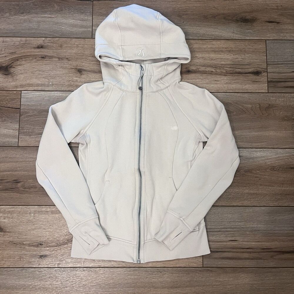 Lululemon Scuba Full Zip Hoodie Ivory Off Whtei Athletic Women's Size 4